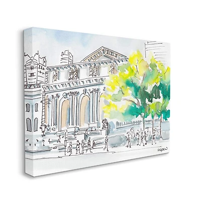 Stupell Industries Classic City Architecture Urban Watercolor Landscape Canvas Wall Art