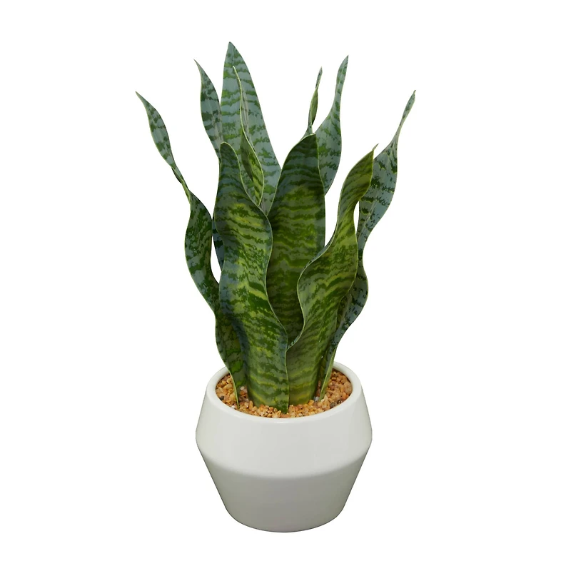 The Novogratz 15" Green Snake Faux Foliage Artificial Plant with White Porcelain Pot