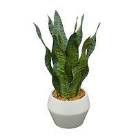 The Novogratz 15" Green Snake Faux Foliage Artificial Plant with White Porcelain Pot