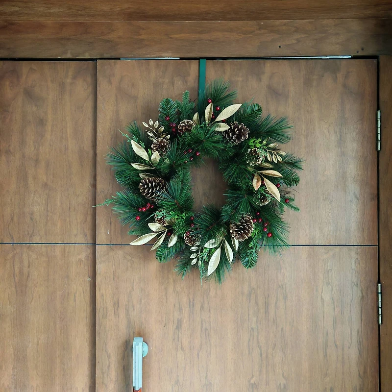 25" Gold Leaf & Pinecone Wreath by Ashland®