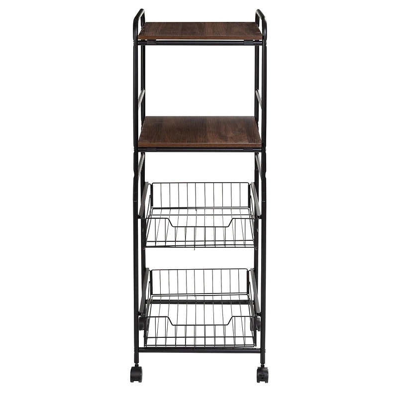 Honey Can Do Black 4-Tier Rolling Cart