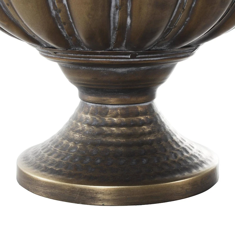 12" Bronze Metal Urn Shaped Vase with Cut Outs