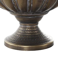 12" Bronze Metal Urn Shaped Vase with Cut Outs
