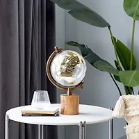 15" Gold Wood Globe