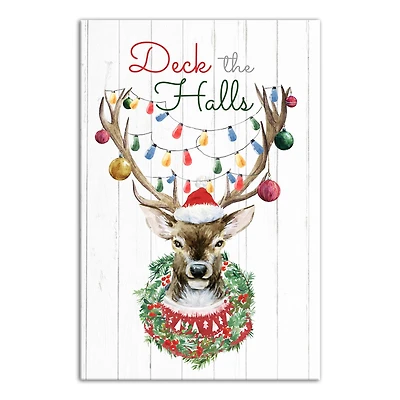 Deck the Halls Reindeer Canvas Wall Art