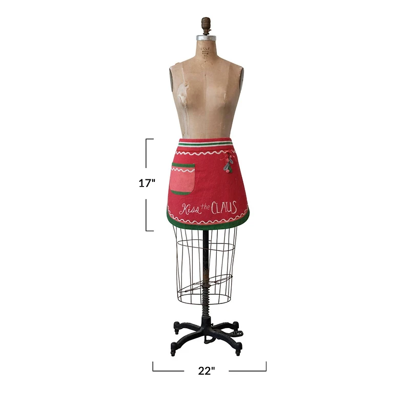 Hello Honey® Embroidered Kiss the Claus Half Apron with Pocket