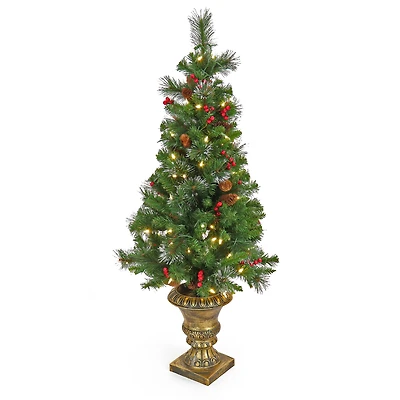 4ft. Pre-Lit Crestwood Spruce Entrance Artificial Christmas Tree, Warm White LED Lights