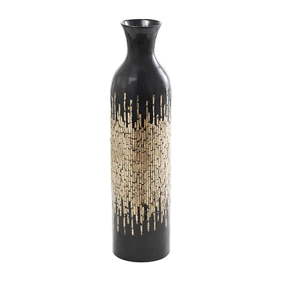 34" Black Capiz Shell Handmade Vase with Gold Ombre Design