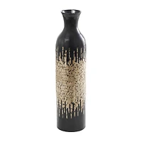 34" Black Capiz Shell Handmade Vase with Gold Ombre Design
