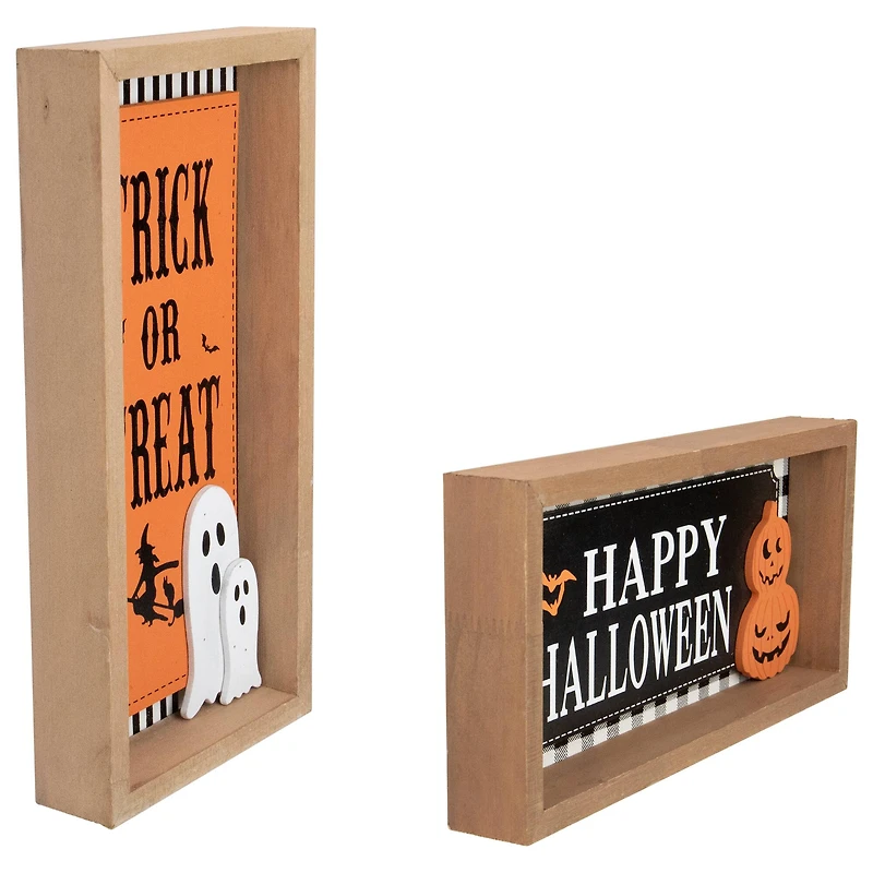Happy Halloween Wooden Shadow Box Plaques Set