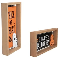 Happy Halloween Wooden Shadow Box Plaques Set
