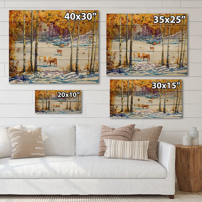 Designart - Cattle In The Early Snow In The Forest