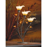 13.5" Amber Lilies Tealight Holder
