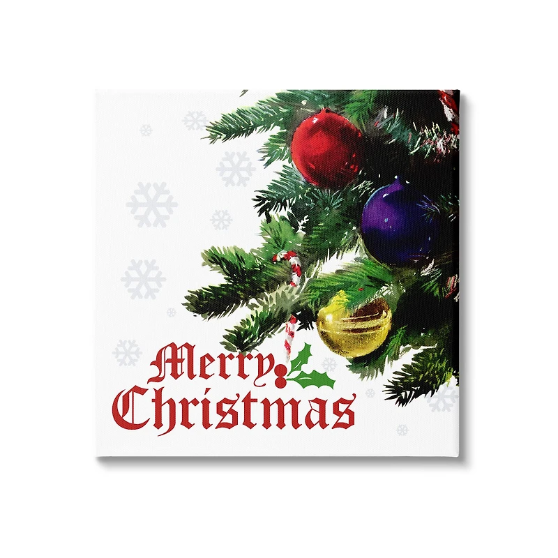 Stupell Industries Merry Christmas Snowflake Pattern Canvas Wall Art
