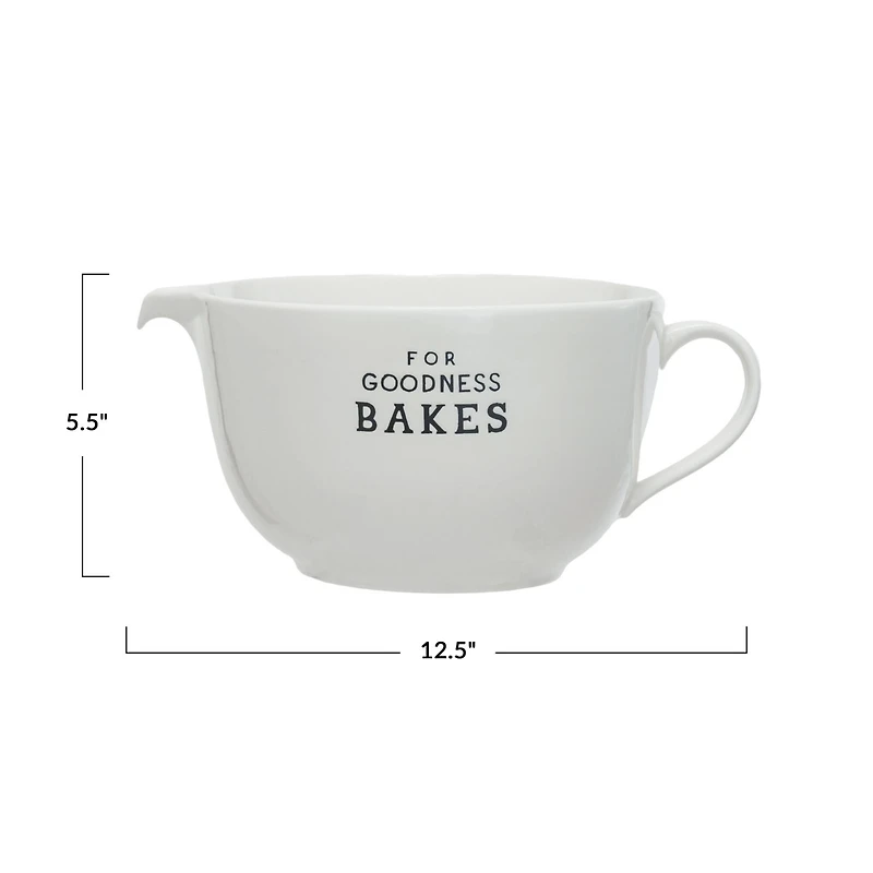 Hello Honey® 12.5" White For Goodness Bakes Stoneware Batter Bowl