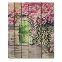 Designart - Blossoming Wisteria Garden Over The Wall