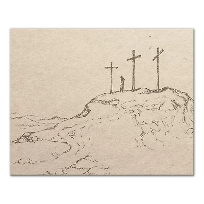 Crosses On Hill Sketch 2 16" x 20" Canvas Wall Art