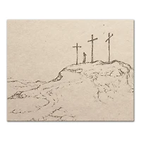 Crosses On Hill Sketch 2 16" x 20" Canvas Wall Art