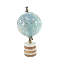 16" Blue Ceramic & Metal Coastal Globe