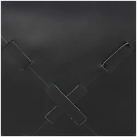 22" Leather Pouf with Woven Straps & Handles