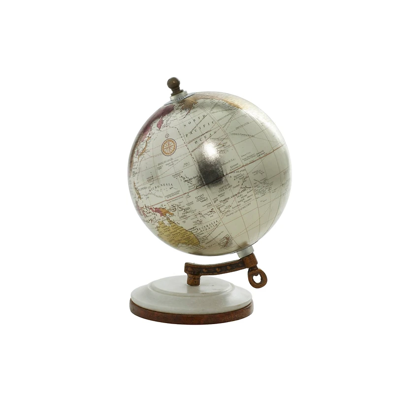 7" White Metal Modern Globe
