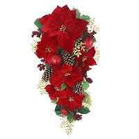26" Red Poinsettia, Ornament & Pinecone Teardrop by Ashland®