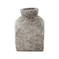 9.75" Brown Ceramic Antique Style Textured Square Vase