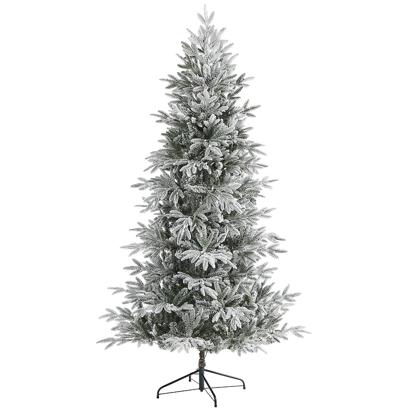 7.5ft. Pre-Lit Flocked Manchester Spruce Artificial Christmas Tree with Clear LED Lights