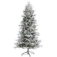 7.5ft. Pre-Lit Flocked Manchester Spruce Artificial Christmas Tree with Clear LED Lights