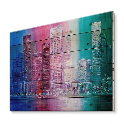 Designart - Skyscrapers Abstract Style Cityscape Panorama II