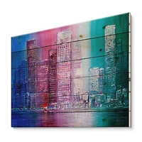 Designart - Skyscrapers Abstract Style Cityscape Panorama II