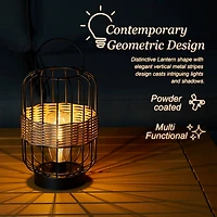 Glitzhome® 11.75" Metal Wire Faux Rattan Solar Powered Outdoor Lantern