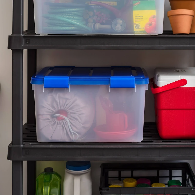 IRIS® WeatherPro™ 44qt. Clear Heavy Duty Plastic Storage Bin with Blue Lid