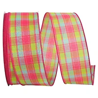 Reliant 2.5" x 50yd. Wired Bright Plaid Ribbon