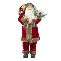 Glitzhome® 35.5" Faux Fur Traditional Christmas Santa Figurine