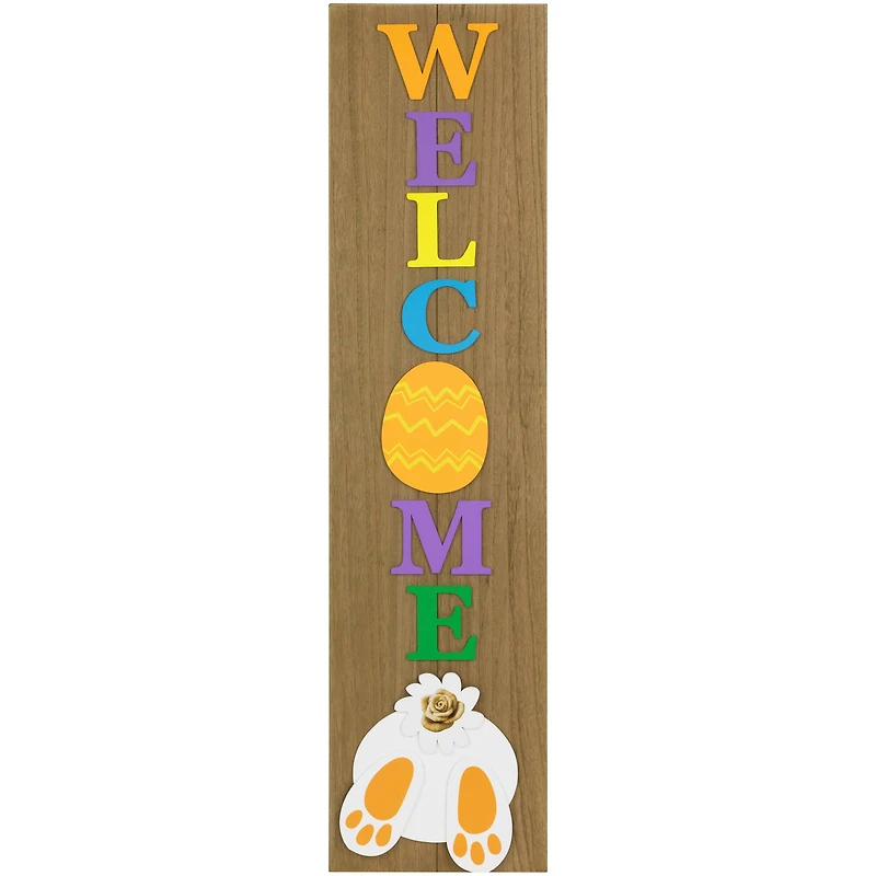 3.25ft. Welcome Wooden Easter Bunny Porch Board Sign