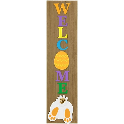 3.25ft. Welcome Wooden Easter Bunny Porch Board Sign