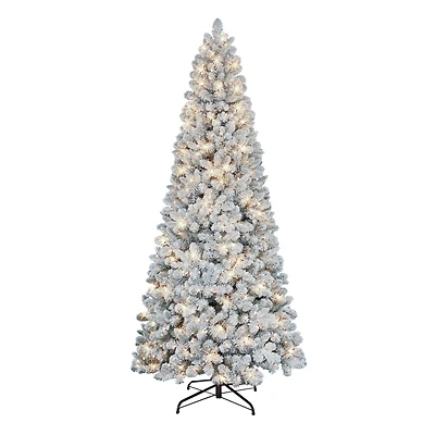 9ft. Pre-Lit Flocked Virginia Pine Artificial Christmas Tree, Clear Lights