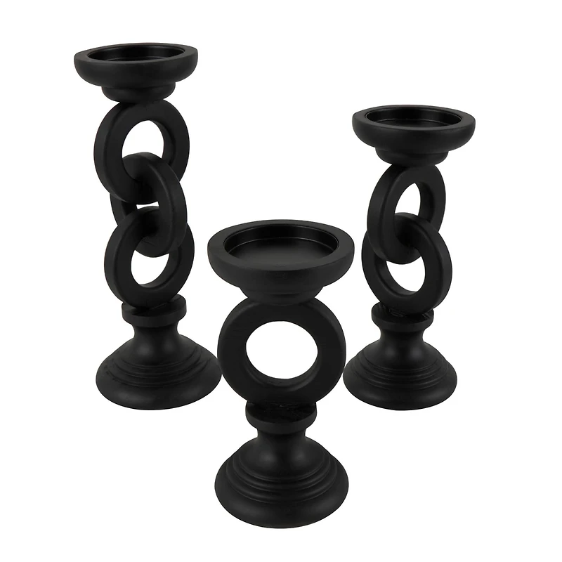 Black Chain Link Candle Holder Set