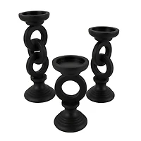 Black Chain Link Candle Holder Set