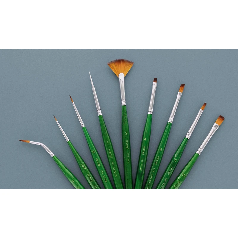 Protégé Gold Nylon Decorative 9 Piece Brush Set