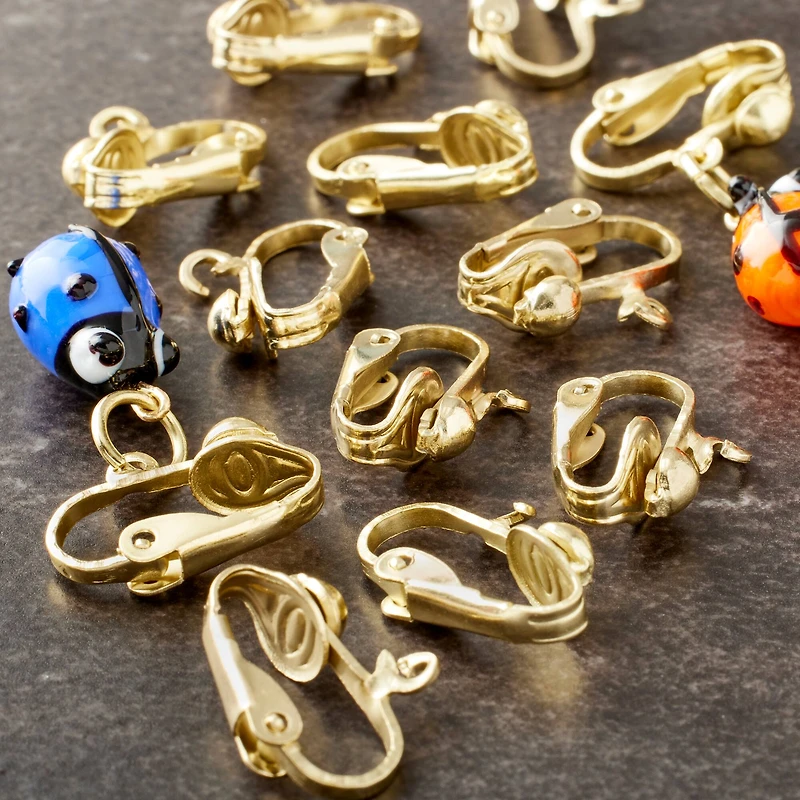 12 Packs: 26 ct. (312 total) Gold Clip-On Earrings with Loop by Bead Landing™