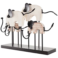 23" Black & White Metal Elephant Overlapping Sculpture
