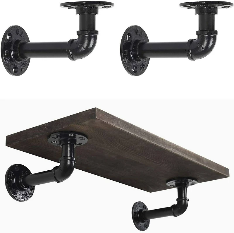 NEX™ Black Industrial Pipe Wall Shelf Brackets, 4ct.