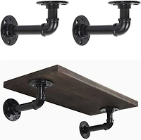 NEX™ Black Industrial Pipe Wall Shelf Brackets, 4ct.