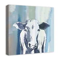 Navy Cow Sketch 20" x 20" Canvas Wall Art