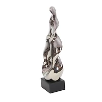 27" Silver Ceramic Modern Abstract Sculpture