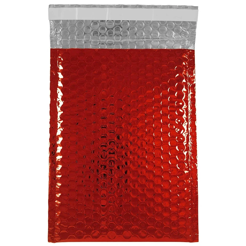 JAM Paper 6.375" x 9.5" Red Metallic Bubble Padded Mailer Envelopes, 12ct.