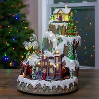 17" White LED Lighted & Animated Christmas Village with Moving Train