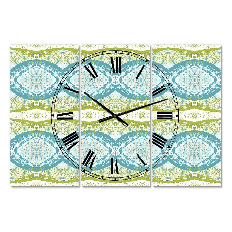 Designart Embossed Teal Pattern IV Multipanel Wall Clock